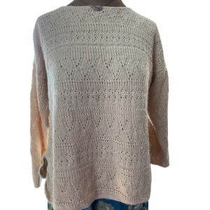 Classic Cotton blend cream sweater  3/4 sleeve knit pattern‎ tunic The Limited M
